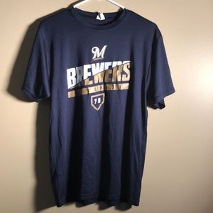 Brewers Baseball Tee 100% Polyester Navy Gold